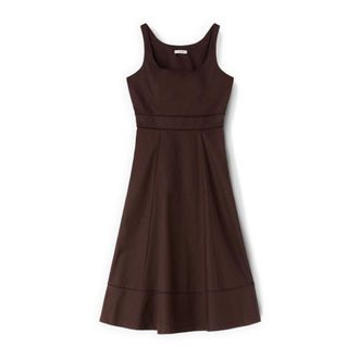 Motivi Jurk met Ajour&eacute; in Popeline - Dames - Casual kleedjes - Bruin - 2XS - Katoen - Kleedjes