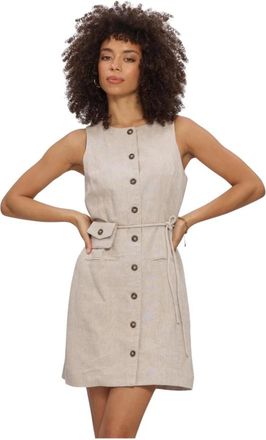 Y.A.S Korte Jurken - Dames - Korte kleedjes - Beige - XL - Leer - Kleedjes