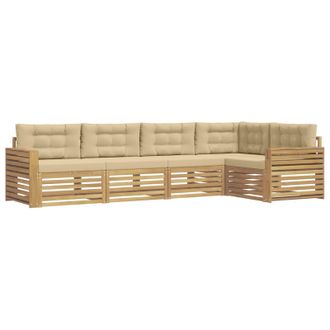 vidaXL Conjunto De Sof&aacute;s De Exterior 5 Uds. Y Beige Poli&eacute;ster Vidaxl