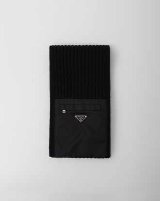 Prada Wool scarf with Re-Nylon gabardine pocket