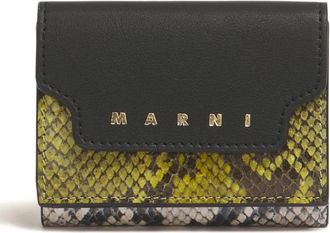 Marni python-print wallet - women - Calf Leather/Ovine Leather (top grain)/Brass/Viscose - One Size - ZO998 BLACK/STONE WHITE/AMBER