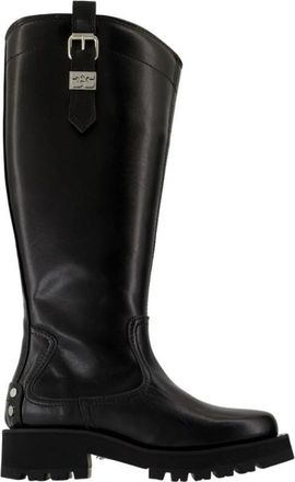 Ganni Studs High Boot Crinkle Oleatex - Dames - Hoge Laarzen - Zwart - 36 EU - Schoenen