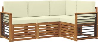 vidaXL Conjunto De Sof&aacute;s De Exterior 4 Uds. Natural Y Crema Poli&eacute;ster Vidaxl