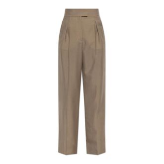 Valentino Garavani Wide Trousers, female, Beige, Size: XS British Mohair Trousers