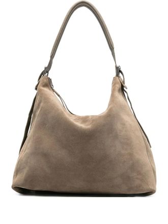 Christophe Lemaire belted suede shoulder bag - women - Split-Grain Calf Suede - One Size - Grey