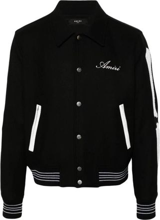 Amiri Luxe Zwart & Wit Wollen Jas - Heren - Bomber jackets - Zwart - M - Wol - Jassen