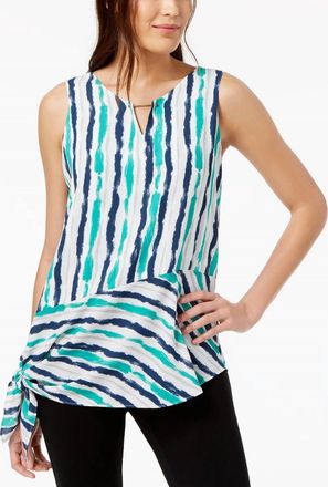 Alfani Hardware Detail Tie Hem Top In Painted Stripe