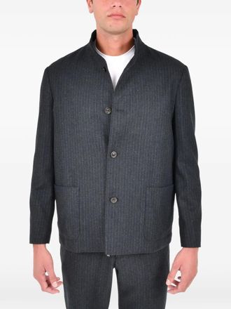 Boglioli pinstripe button shirt jacket - Grey
