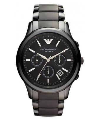 Emporio Armani Mens Ceramic Chronograph Watch AR1452 - Black Metal - One Size