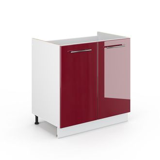 Vicco Mueble Bajo Lavabo Fame-line, Rojo Burdeos Alto Brillo, 80 X 81.6 Cm Sin Encimera Vicco