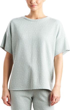 Natori Quilted Geo Knit Jacquard Short Sleeve Top