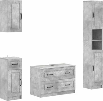 vidaXL Juego De Armarios De Ba&ntilde;o De 4 Piezas Utrecht Gris Hormig&oacute;n Vidaxl