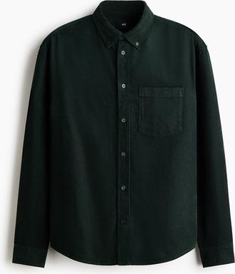 H&M Regular Fit Corduroy Shirt in Dark Green at Nordstrom, Size Xx-Large