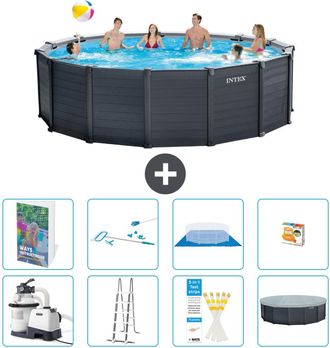 Intex Piscina Graphite Panel Redonda - 478x124 Cm - 9-piezas S647