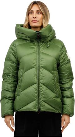 Afterlabel Korte glanzende nylon Helsinki jas - Dames - Winterjassen - Groen - L - Nylon - Jassen