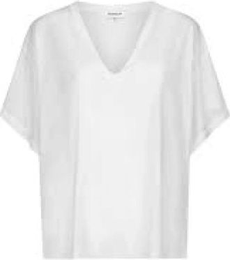 Dondup Wit V-hals T-shirt met D-logo - Dames - Blouses - Wit - L - Overhemden