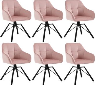 Woltu Woltu - Silla De Comedor Giratoria 360&deg; 6x, Sill&oacute;n De Terciopelo, Rosa