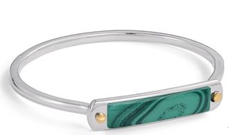 LuvMyJewelry Small ID Malachite Sterling Silver Men Cuff Bracelet