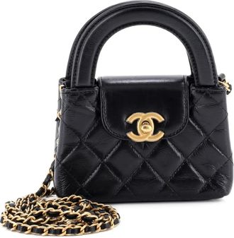 Chanel Kelly Top Handle Shopping Bag Quilted Shiny Aged Calfskin Nano crossbody bag - Nero
