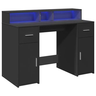 Berkfield Home Soft Desk with LED Lights Black 120x55x91 cm Engineered Wood | Size: 120 x 55 x 91 cm