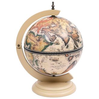 Berkfield Home Tabletop Globe Bar Wine Stand Eucalyptus Wood White in Cream