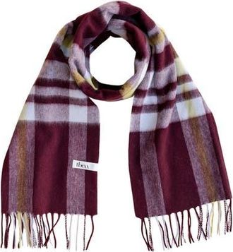 TBCo Lambswool Geomteric Pattern Oversized Scarf in Burgundy Modern Tartan at Nordstrom, Size Large