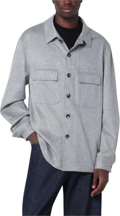 Ermenegildo Zegna Overhemden, Heren, Grijs, M, Beaver Overshirt
