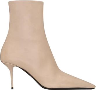 Saint Laurent Schoenen, Dames, Beige, 37 1/2 EU, Leer, Ashley Booties