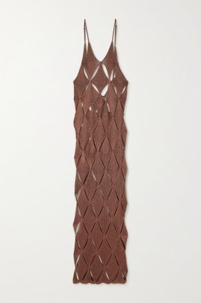 Isa Boulder Abito Maxi In Maglia Cut-out First Argyle - Metallizzato