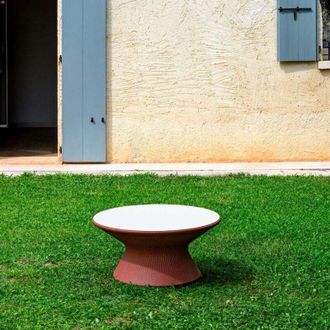Plust Mesita Baja Redonda Dise&ntilde;o Moderno Para Sal&oacute;n De Jard&iacute;n Fade T1-c Plus - Beige