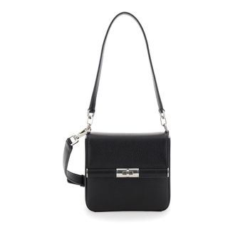 Dolce & Gabbana Dolce & Gabbana Marlene Black Shoulder Bag With Twist Closure And Logo On The Back In Hammered Leather Man