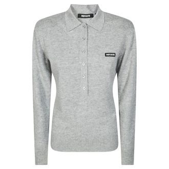 Rotate Wool Longsleeve Polo - female - ROTATE Birger Christensen - Polo Shirts - Gray - XS - Tops