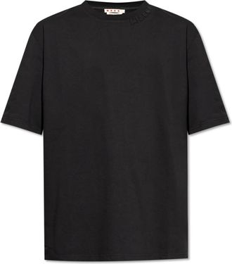 Marni T-shirt met Logo - Heren - T-shirts - Zwart - M - Katoen - Tops