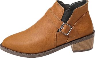 Generic Short Boots Zipper Boots for Ankle Boots Single Shoes for Ladies Casual Shoes Womens Flat Boots Size 9 (Brown, 6-6)