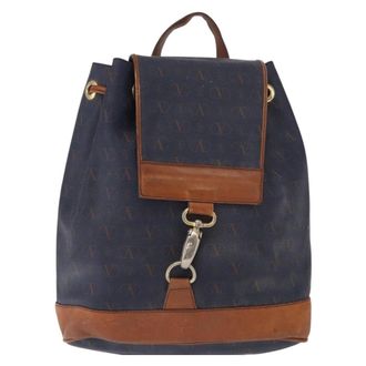 Valentino Garavani Vintage Leather Navy Leather Backpack Bag (Pre-Owned)
