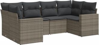 vidaXL Vidaxl - Set De Muebles De Jard&iacute;n 6 Pzas Y Cojines Rat&aacute;n Sint&eacute;tico Gris