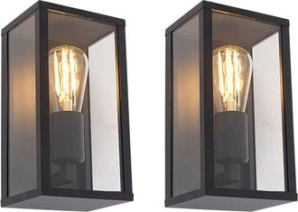 QAZQA Appliques charlois - Industriale - Alluminio,Vetro - Nero/Trasparente - Oblungo Max. 1 x Watt - Qazqa