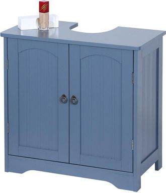 Relaxdays Relaxdays sink cabinet with 2 doors, HxWxD: 60 x 60 x 30 cm, MDF, zinc, under-sink storage, grey