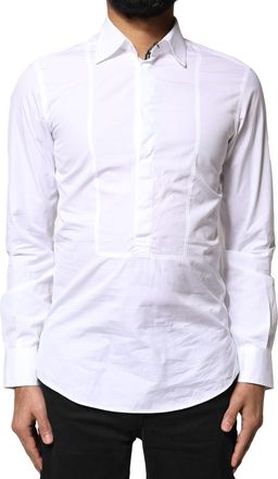 Dolce & Gabbana White Cotton Long Sleeves Formal Dress Mens Shirt