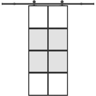 vidaXL Puerta Corredera Herrajes 90x205 Cm Vidrio Templado Y Aluminio