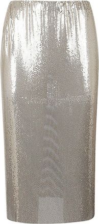 Max Mara Womens Metallic Knit Midi Skirt - Silver Brass - Size EU 36 (Womens)