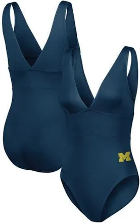Tommy Bahama Womens Tommy Bahama Navy Michigan Wolverines Palm Modern V-Neck One-Piece Swimsuit at Nordstrom, Size 10