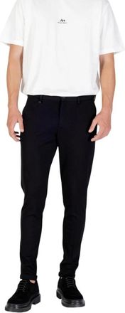 Antony Morato Broek met ritssluiting en knoopsluiting met zakken - Heren - Slim Fit Broeken - Zwart - 2XL - Leer - Broeken