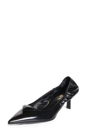 Prada Ruched Logo Kitten Heel Pump in Nero at Nordstrom, Size 8.5Us