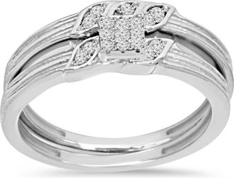Pompeii3 1/6ct Diamond Engagement Wedding Ring Set 10K White Gold