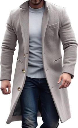 Generic Long Trench Coat Men Uk - Mens Overcoat Business Casual Outwear Slim Fit Overcoat Winter Military Coat Long Men Thick Duffle Collar Windbreaker Single