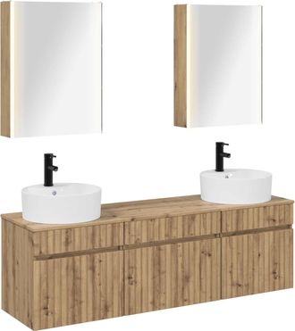vidaXL Juego De Muebles De Ba&ntilde;o 5 Uds. Roble Artisan Vidaxl