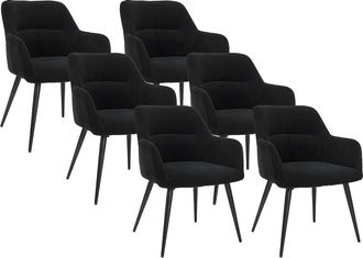 Vente-Unique Juego de 6 sillas HEKA - Con brazos - Tela y metal - Negro