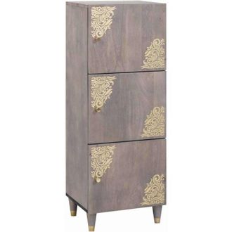 vidaXL Highboard Grey and Gold 40 x 33 x 110 cm Solid Mango Wood vidaXL
