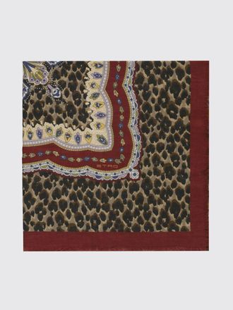Etro Animal Print Modal and Cashmere Scarf with Fringed Edges